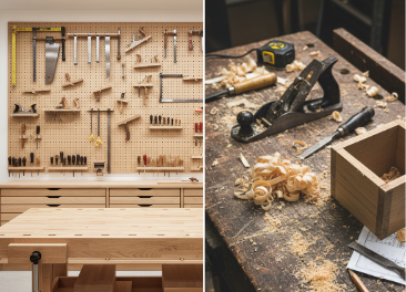 Workshop Theory VS Practice Comparison On the left, the performance of craftsmanship. On the right, the practice of it.